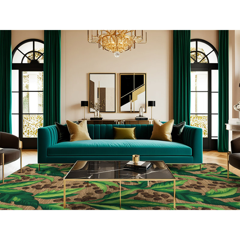  Tapis hawaïen lavable Coffee Plants, Rectangulaire 8 pi x 12 pi