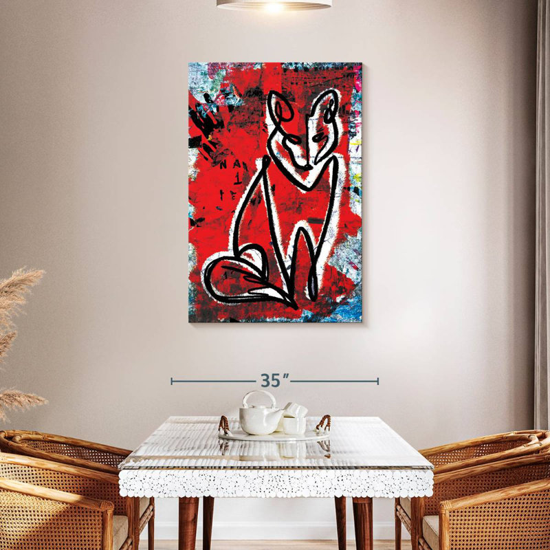 Renard Brampt abstrait, H 45 po x l 30 po