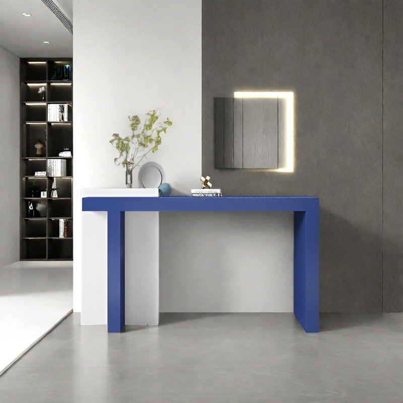 Console Modern Minimalist Art Design, H 37,4 po x l 47,24 po x P 15,75 po, Bleu / blanc