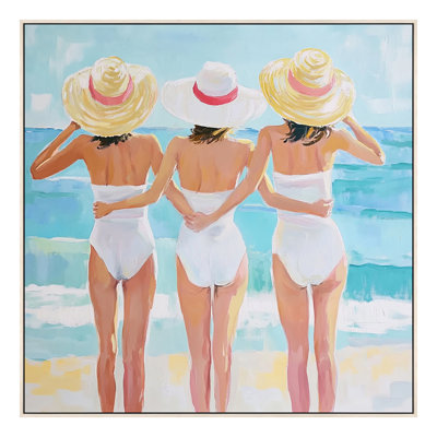 Three Sisters Canvas Wall Art - 32" x 32" - Light Beige Frame