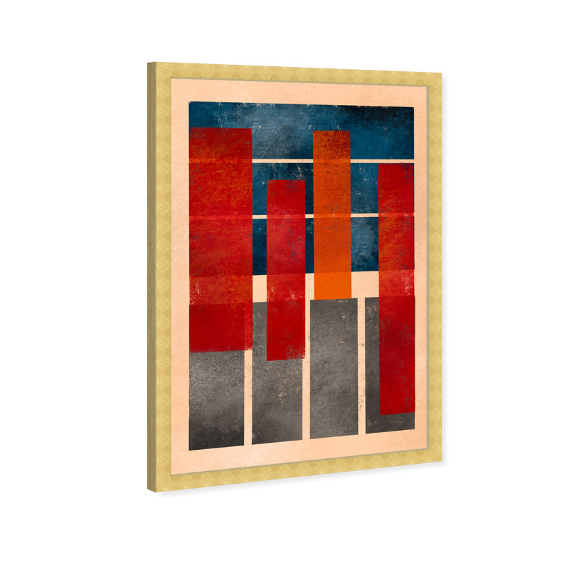 «Geometric Red and Blue» par Joss & Main - reproduction de cadre photo, H 26 po x l 18 po, Or