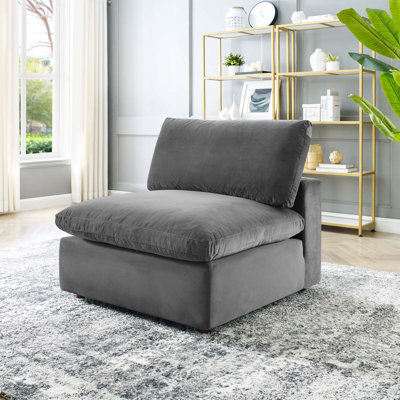 Chaise sans accoudoirs en velours rembourré Commix