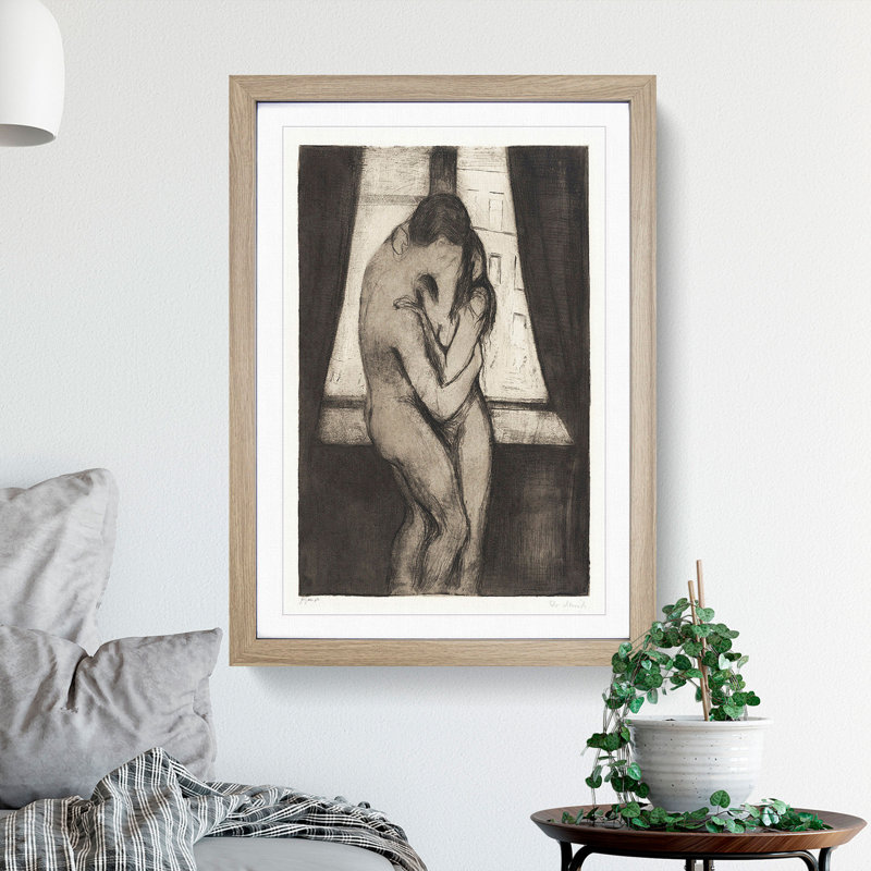 The Kiss Vol.1 by Edvard Munch - Picture Frame Painting, Oak, 36cm H x 27cm W x 2cm D