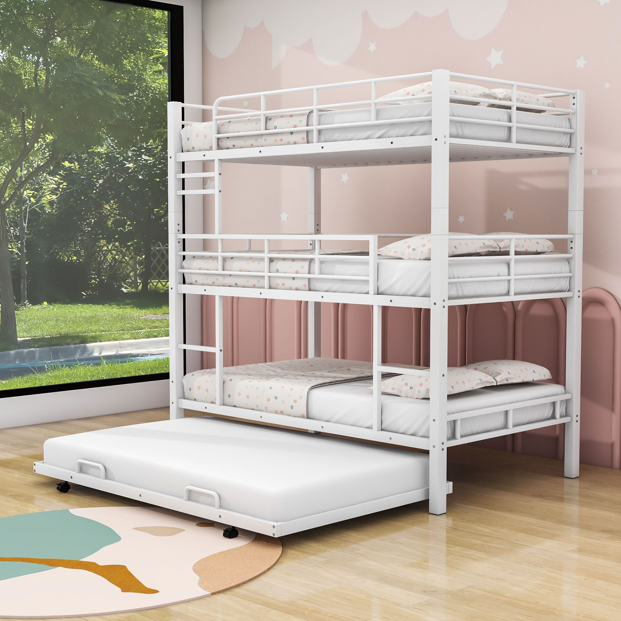 Isabelle & Max™ Twin Metal Bunk Bed With Trundle And Ladder - Wayfair ...