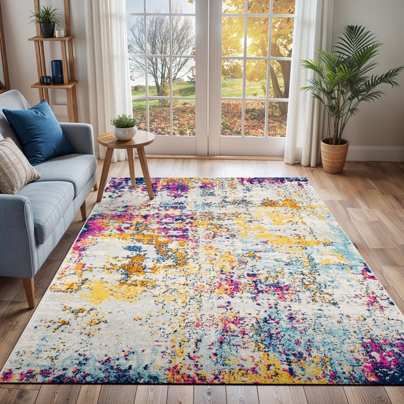 Aubuchon Grey/Saffron/Blue Rug, Rectangle 160 x 220cm
