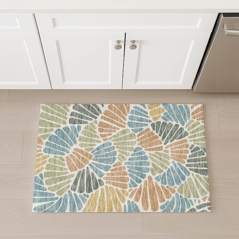 Machine Washable Indoor/Outdoor Jozwiak ACN2384 Floral Rug, Rectangle 1'8" x 2'6"