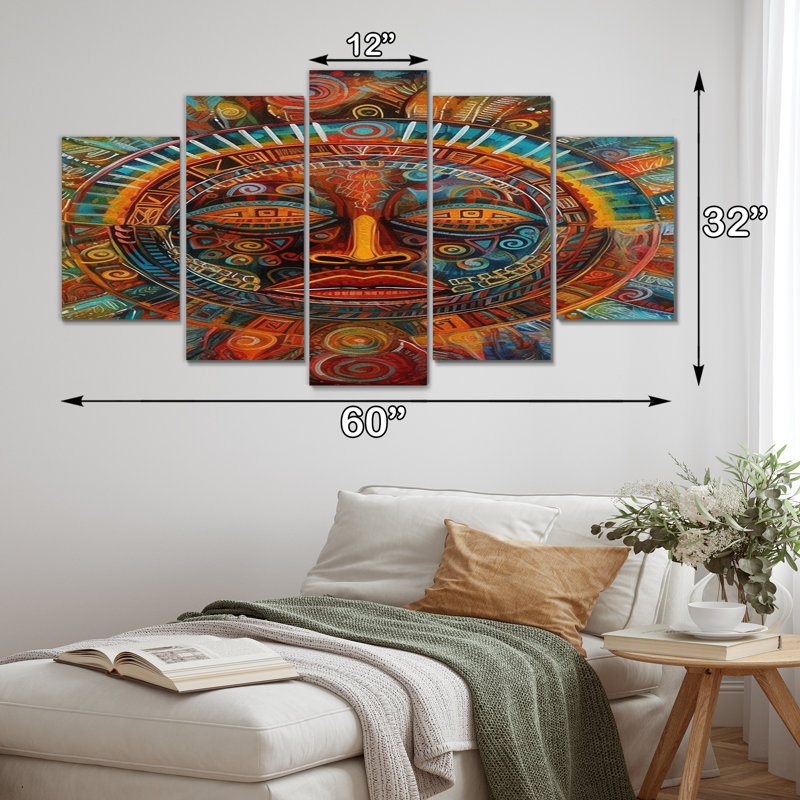 Tihara - reproduction d'art sur toile Tribal africain - 5 panneaux