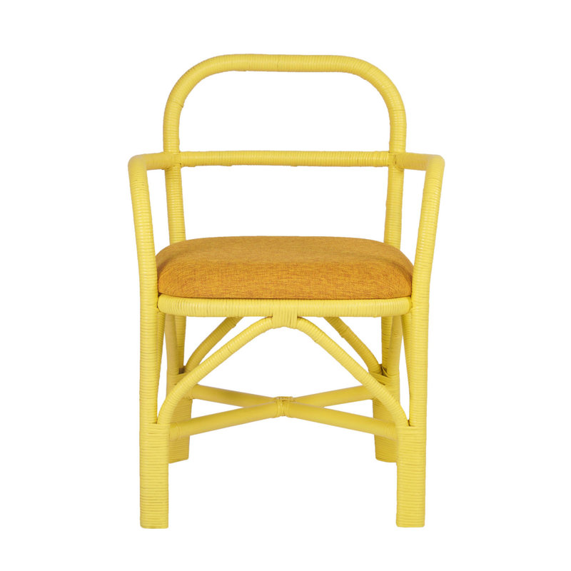 Chaise Nancy en rotin jaune, Jaune, Jaune