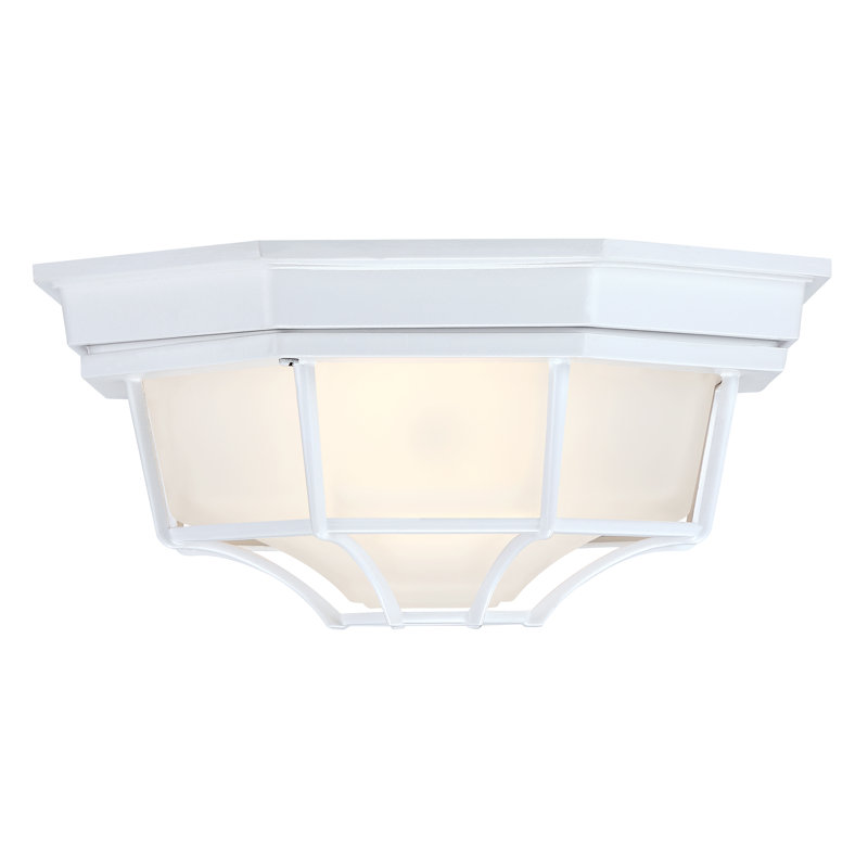 2 Pack 11.42 in 1-Light Retro Textured White Ceiling Mount Light Fixture with Frosted Glass for Hallway,E26, White