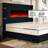  60.4" Tall Corduroy Upholstered Queen Size Bed Frame with Heat-free Fireplace, Wingback Headboard,Black-109613313-109613310