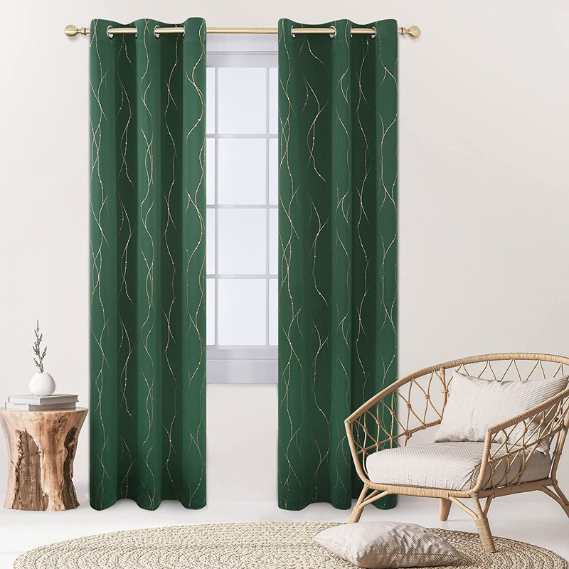 Kellea Room Darkening Curtain Pair, 52" W x 72" L, Dark Forest