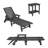 3-Piece Patio Lounge Chair Set With Side Table, Oversized Chaise Lounge With 5-Position Adjustable Backrest, HDPE, Cup Holders, Wheels (2 Chairs + 1 Table)-620441452