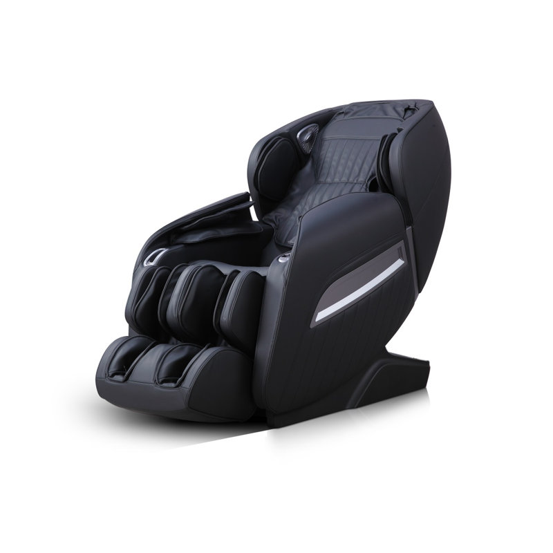 Fauteuil de massage chauffant inclinable en similicuir à largeur réglable et chauffant, Similicuir noir