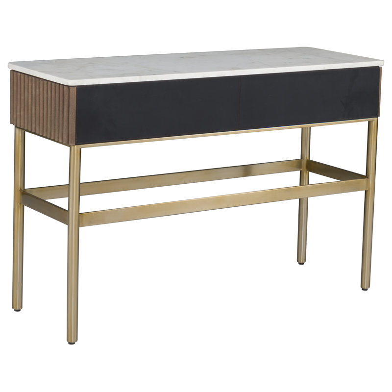 Two Drawer Rectangular Console, White