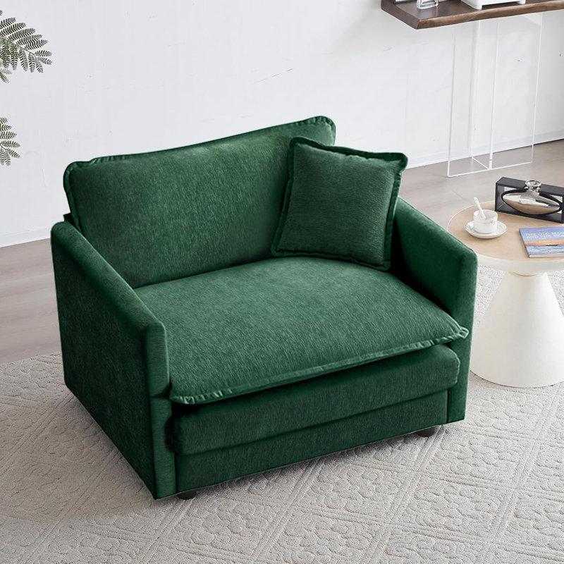 Fauteuil d'appoint surdimensionné en chenille, Vert