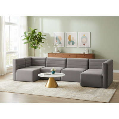 Canapé modulaire en velours réversible de 126 po de largeur Enso