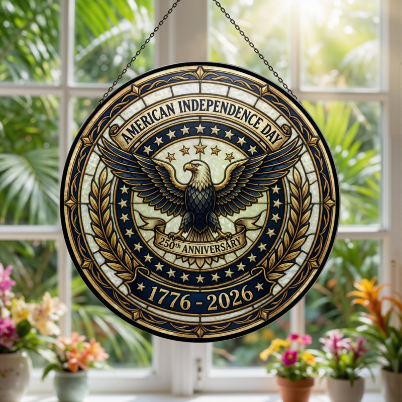 Panneau de fenêtre en verre pour décoration intérieure American Eagle USA 250th Anniversary - H 12 po, H 12 po