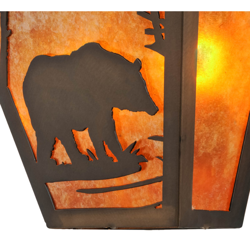 Rustic Lodge Flush Mounted Sconce, Antique Copper