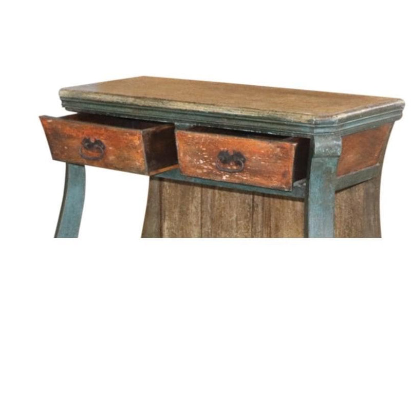 Console 39 po en bois peint à la main avec 2 tiroirs pour entrée