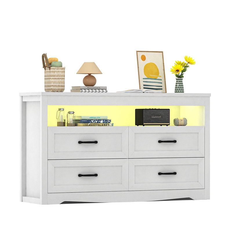 Commode 4 tiroirs Tatyona, Blanc