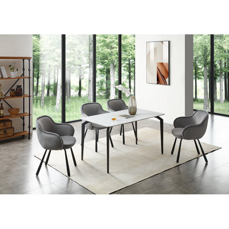 Bruch 4 - Person Dining Set, White, Grey