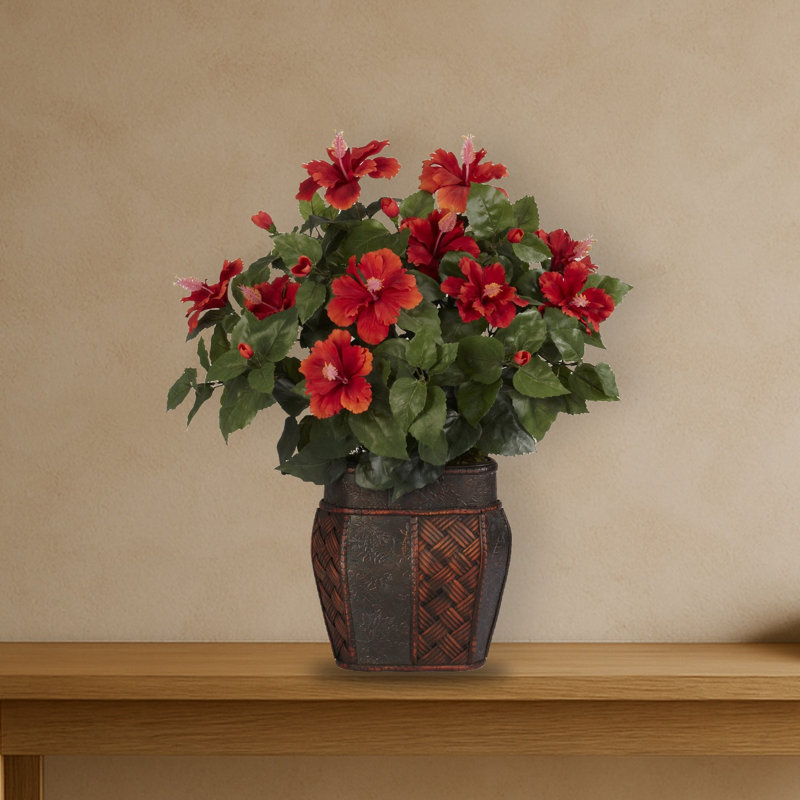 Hibiscus plante en soie avec vase