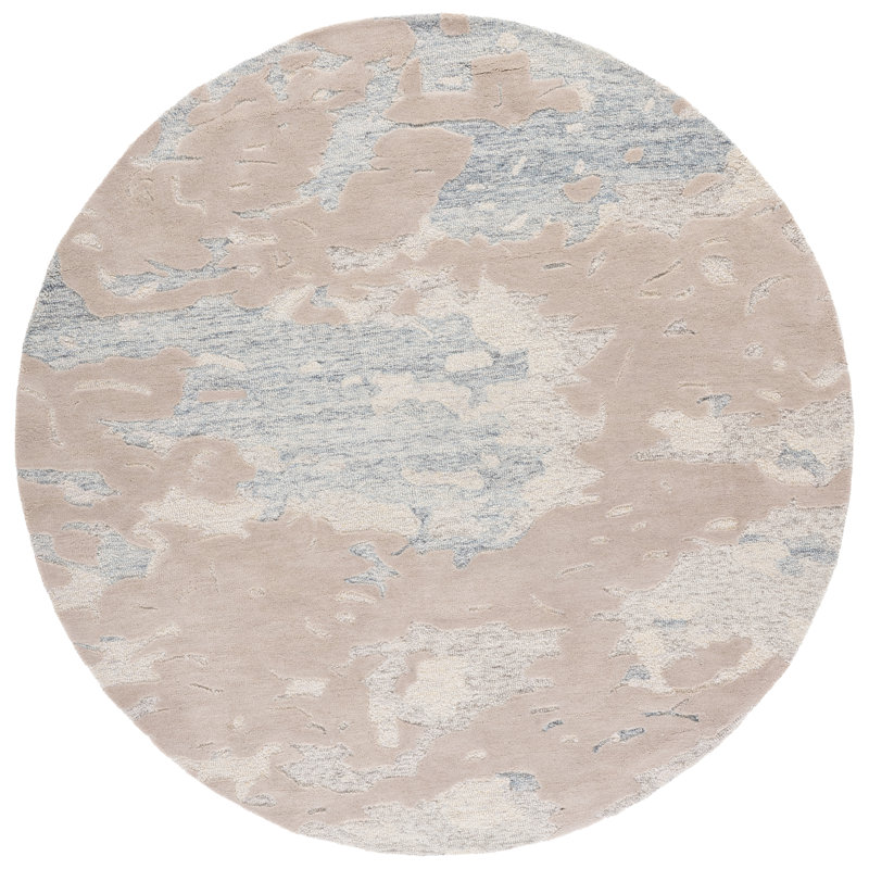 Récolte 80% laine touffetée à la main Harvest 702; Tapis abstrait 20% coton, Rond 6 pi