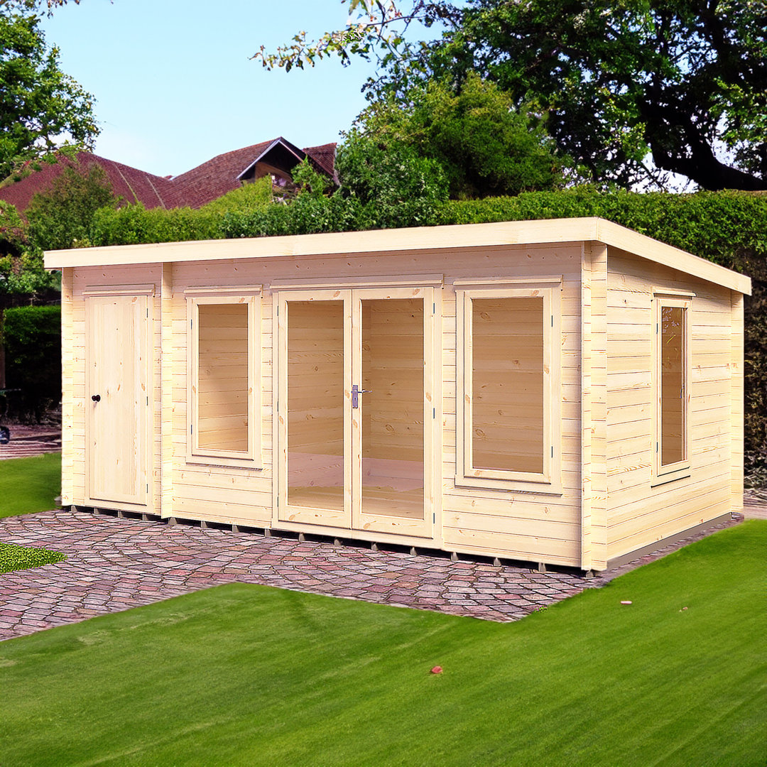Rackhams Light Elm 10Gx17 Multiroom Pent Log Cabin 19Mm Interlock Cladding - Image 5