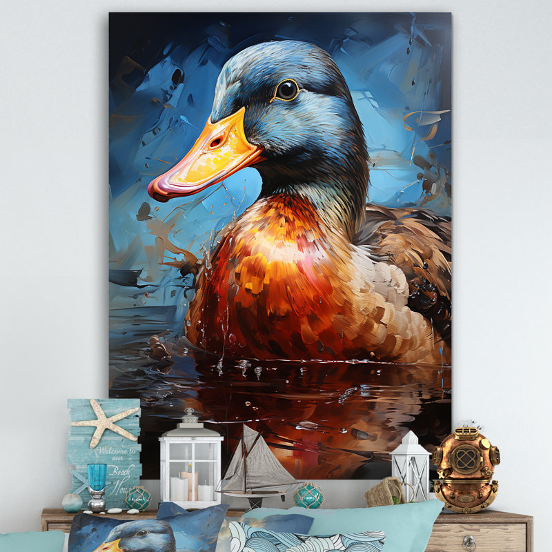 Canard tacheté à l'étang III, Toile tendue, H 40 po x l 30 po x P 1,5 po