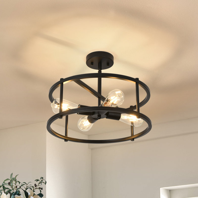 Plafonnier semi-encastré 4 lumières Farmhouse Drum