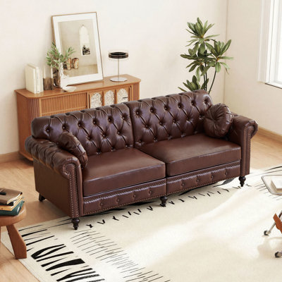 82.7" Wide Faux Leather sofa