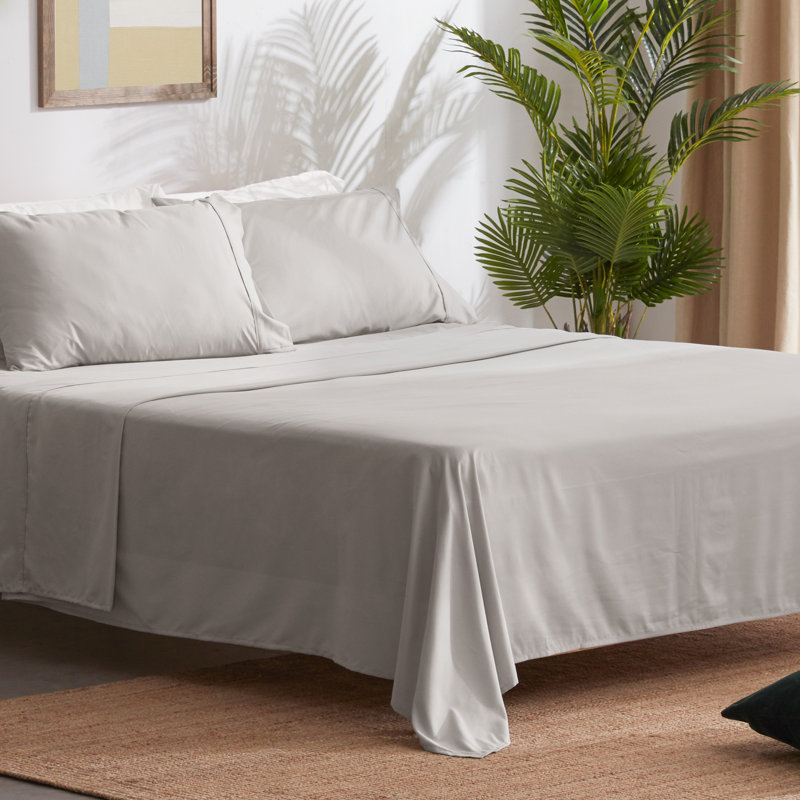 Microfiber Twill Sheet Set, Queen Sheet Set with Fitted Sheet, Gray
