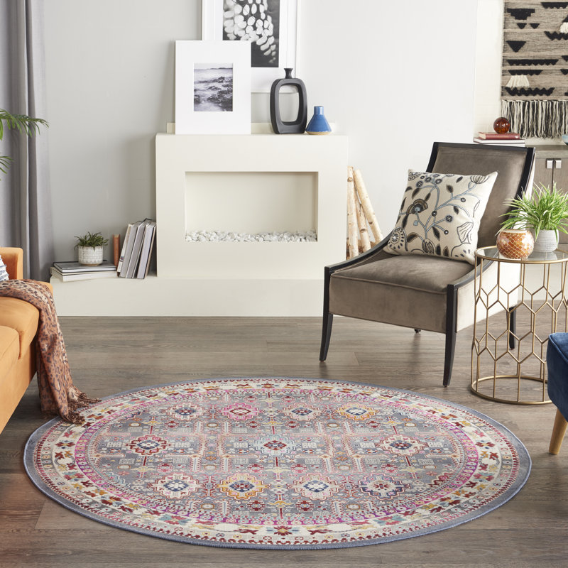 Oldham Ikat Area Rug, Round 1.72cm