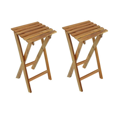 Square Eucalyptus Solid Wood Outdoor Side Table - 29 cm W 27 cm D