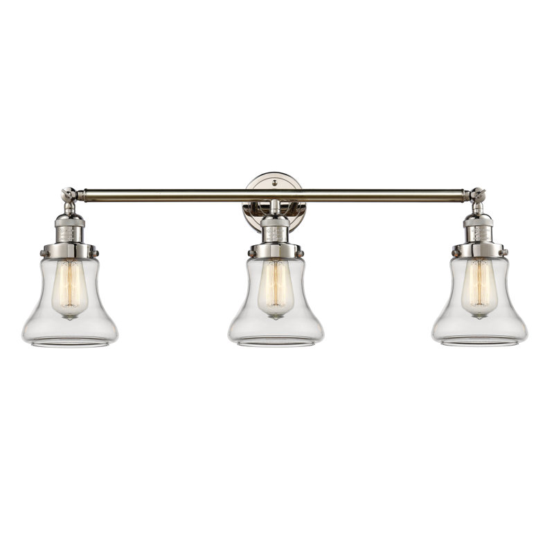 Éclairage de salle de bain à intensité variable 3 lumières Edda, Transparent, Nickel satiné brossé
