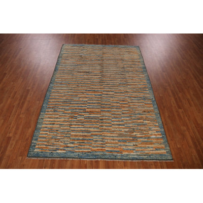 Striped Wool Moroccan Oriental Area Rug 7x10