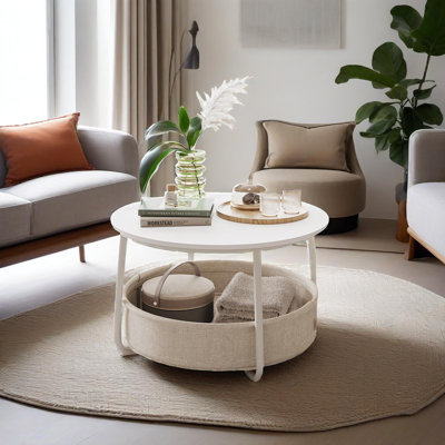 Round Center Table With Fabric Basket