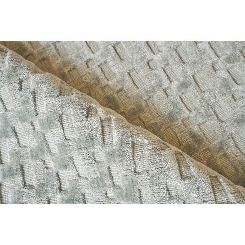 Monroe Silk Geometric Area Rug in Light Green, Rectangle 12' x 15'