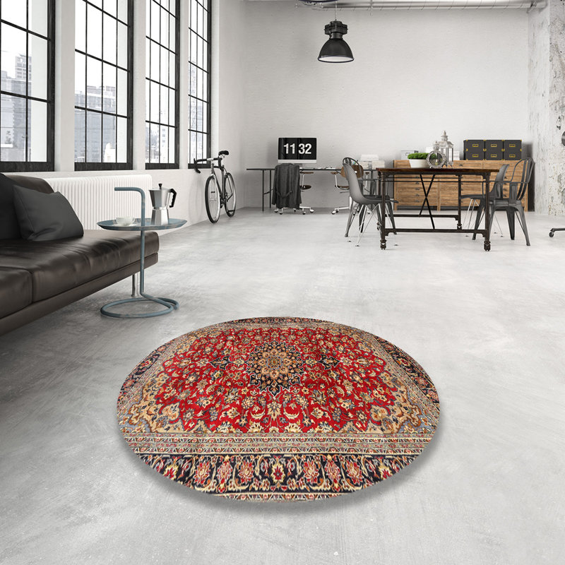 Tapis oriental rouge / ivoire Maha, Rond 7 pi