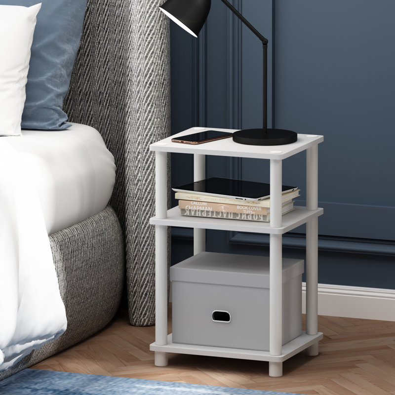 Ensemble de tables de bout avec rangement Colwyn, Blanc, 1, Blanc et espresso