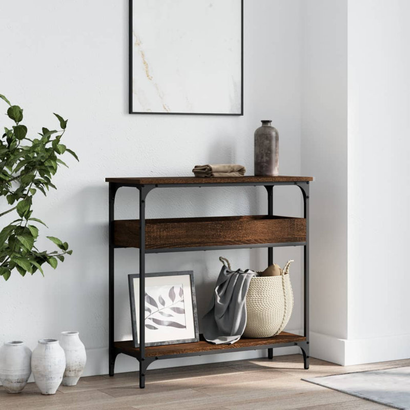 Norrin Console Table, 75 H x 75 W x 29 D cm, Brown Oak