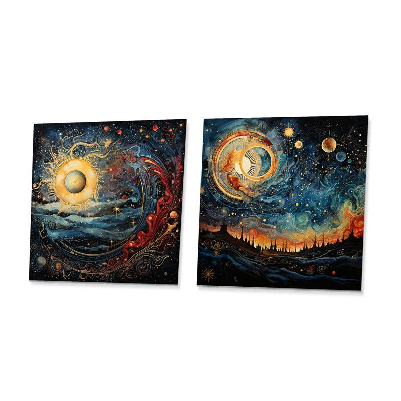 «Celestial Astrology Galaxy Collage I» - ensemble d'art mural en astrologie, H 16 po x l 32 po