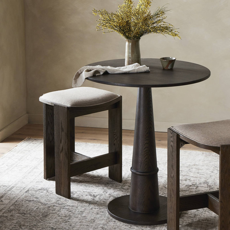 Beverly Marble Dining Table, Brown Oak Veneer, 42.5" H x 32" L x 32" W