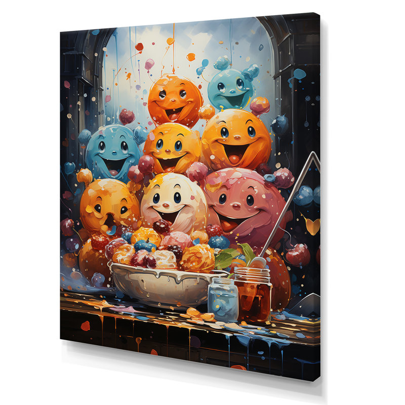 «Popart Playful Pancake Parade», reproduction d'art sur toile abstraite_105821, H 32 po x l 16 po x P 1 po, Toile tendue