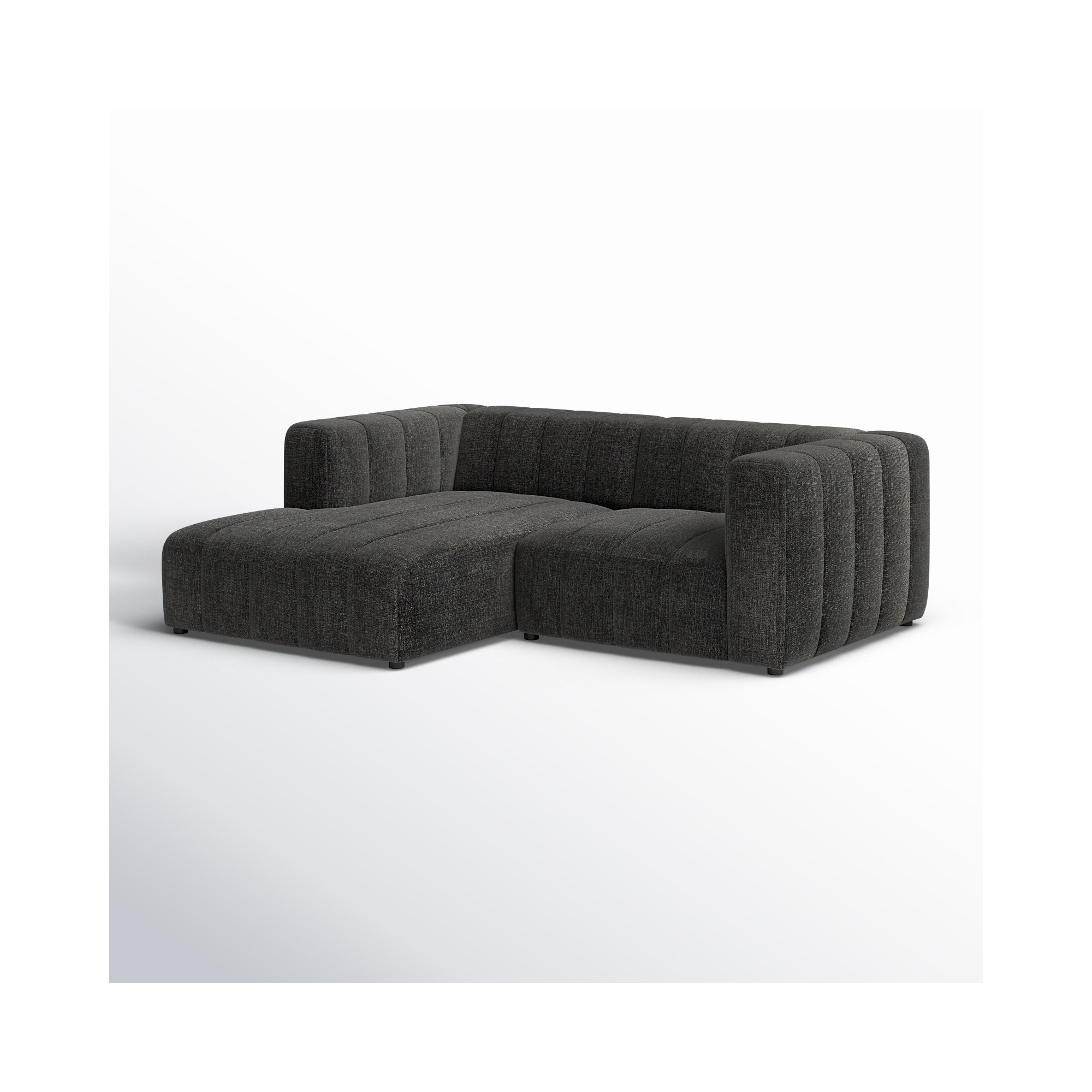 Bowry 88" Wide Sofa & Chaise, Left Hand Facing, Saxon Charcoal Polyester