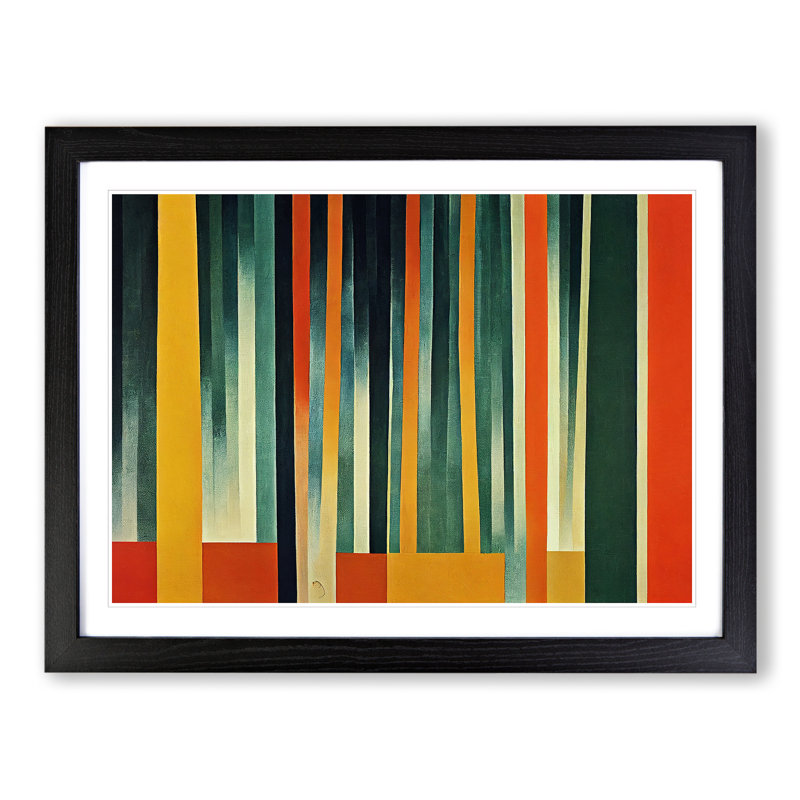 Enlightening Abstract Bamboo Forest - Single Picture Frame Print, Black Framed, 34cm H x 46cm W x 2cm D