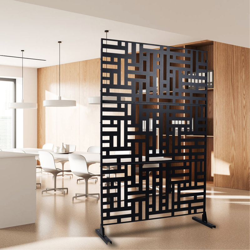 Écran d'intimité H 76 po l 76 po - métal, pour terrasse de jardin extérieure, noir, facile d'entretien, Noir