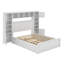 Lit double en bois avec armoire, tablette et prises, lit gigogne simple