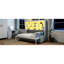 Grand lit beige pliable, avec rangement et à DEL - confortable pour les espaces restreints