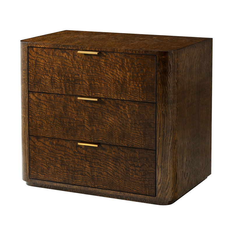 Kesden 32'' W Solid Wood Nightstand, Pyramid Brown